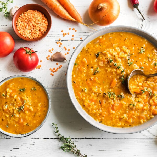 Zuppa con lenticchie e zucca